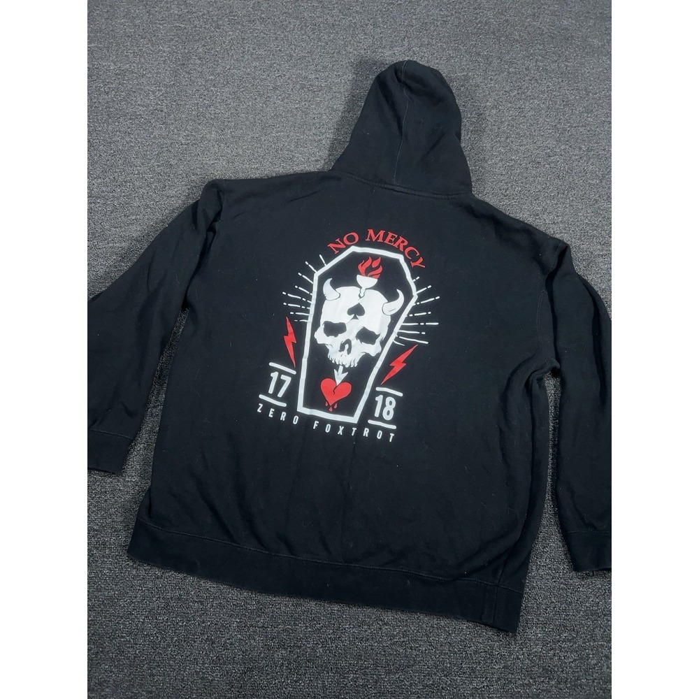 Zero Foxtrot Hoodie Men's 3XL Black Large Full Zip Skull Fleece Pullover USA